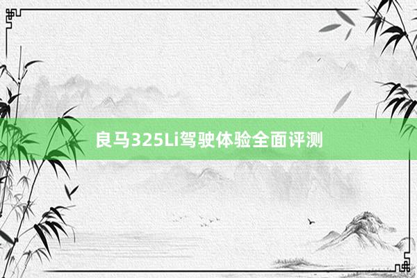 良马325Li驾驶体验全面评测